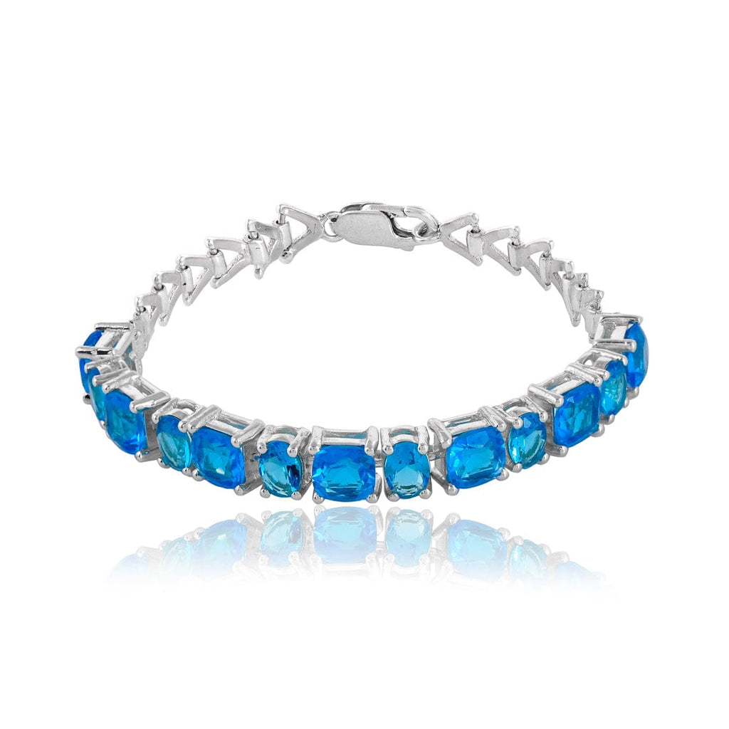 Pure 92.5 Silver Blue topaz Zircon Bracelet
